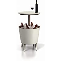 Keter Cool Bar - Mesa nevera para exterior- Blanca - marrón- 50x41x50 cm